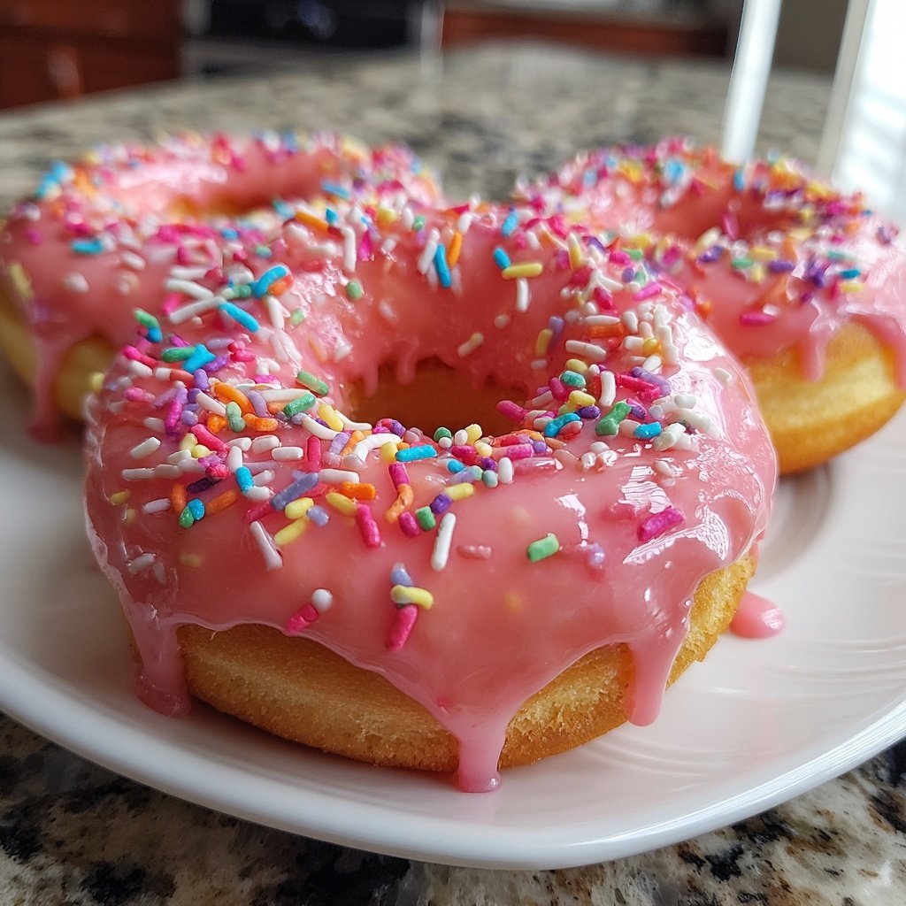 Valentine Donuts with Pink Glaze