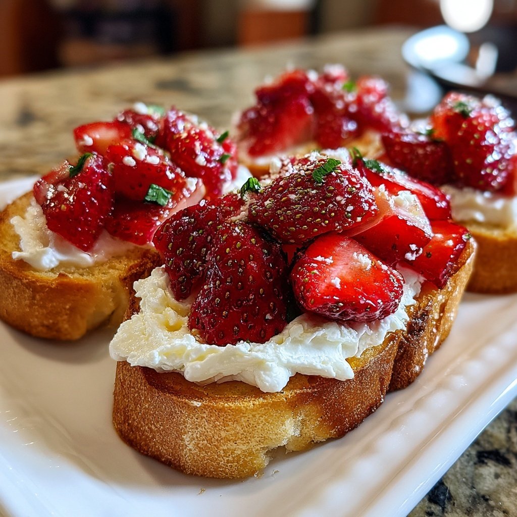 Bruschetta with Strawberries and Cream Cheese