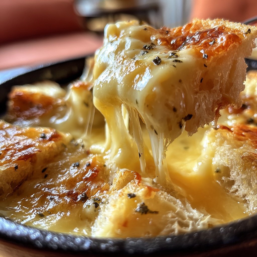 Fondue with Swiss Cheese and Garlic