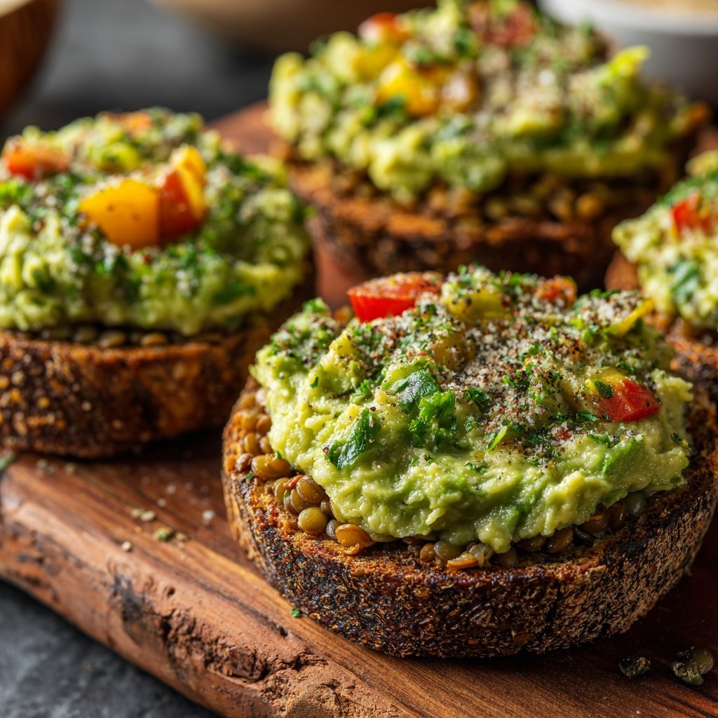 Healthy Lunch Avocado Lentil Toast Cups