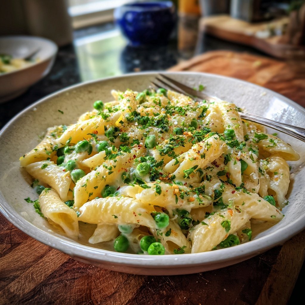 Creamy Lemon Pasta With Peas