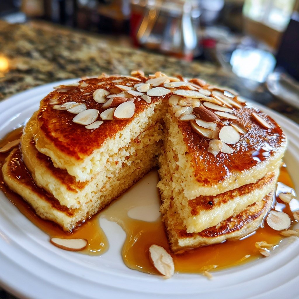 Valentines Breakfast Vanilla Almond Pancakes