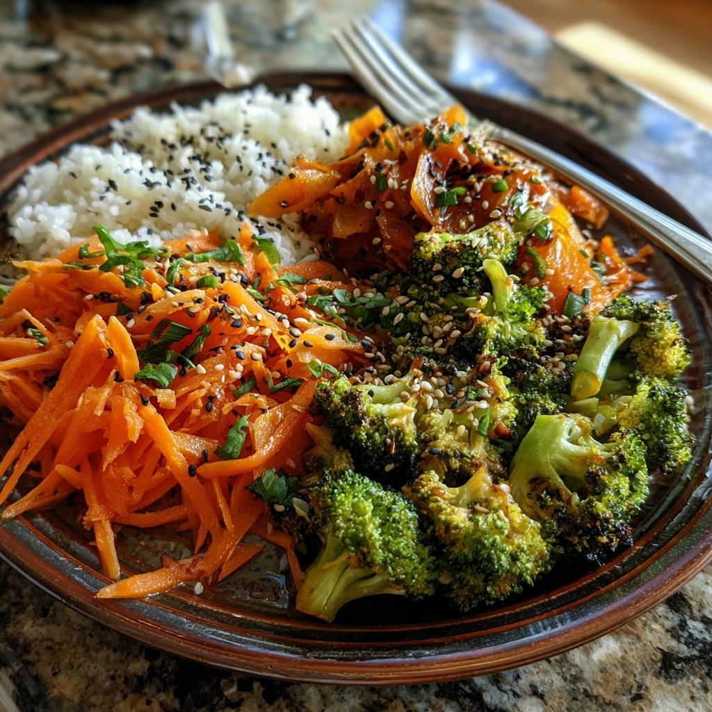 Healthy Dinner Sesame Ginger Veggie Plate