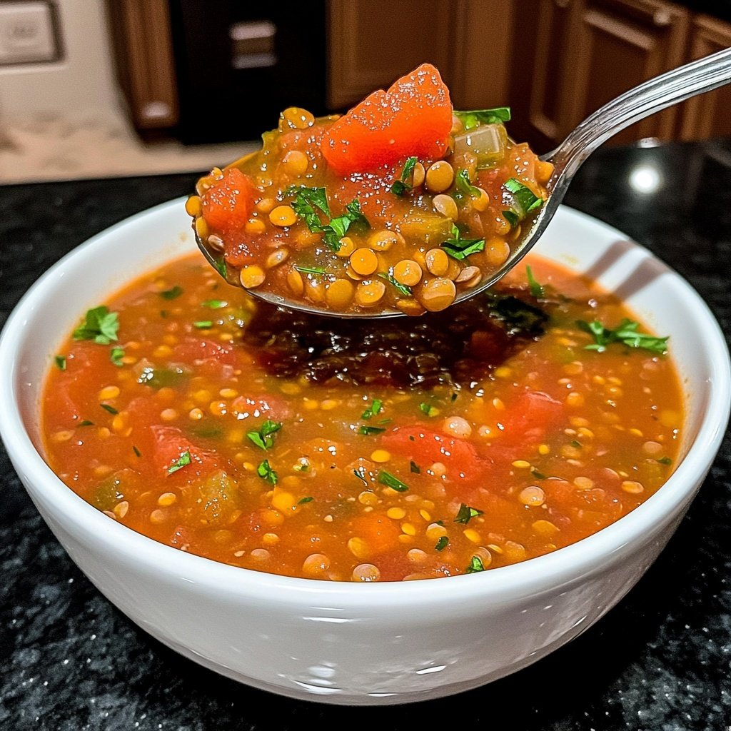 Healthy Crockpot Tomato Lentil Soup