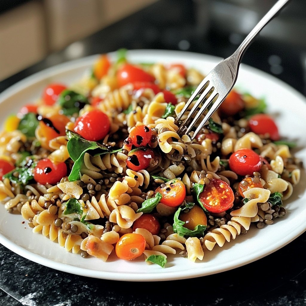 Healthy Lunch Lentil Pasta Salad